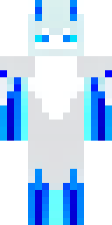 a snow fox spirit in white fur with blue markings