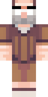 a friendly villager librarian in brown robes with glasses