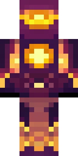 a nether hunter in crimson hide with glowing gold trim