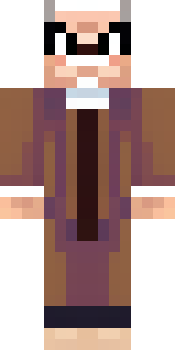 a friendly villager librarian in brown robes with glasses