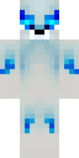 a snow fox spirit in white fur with blue markings