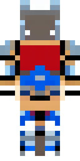 a knight in polished silver plate armor with a blue tabard