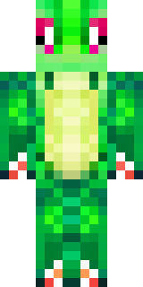 a dragon hybrid with green scales, horns and a spined tail