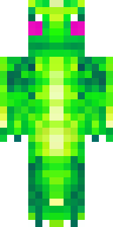 a dragon hybrid with green scales, horns and a spined tail