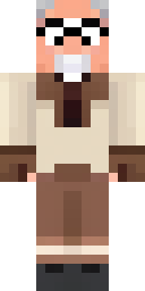 a friendly villager librarian in brown robes with glasses