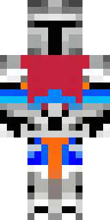 a knight in polished silver plate armor with a blue tabard
