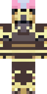 a piglin brute in gold armor with a snout and tusks