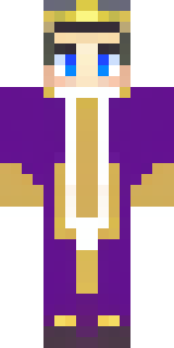 a young king in an ermine-trimmed purple cloak and gold crown