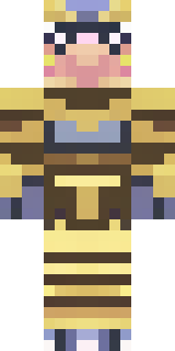 a piglin brute in gold armor with a snout and tusks