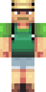 a farmer villager in a straw hat with a green apron