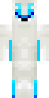 a snow fox spirit in white fur with blue markings