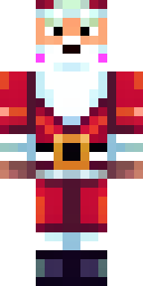 a jolly Santa in a red suit with a white beard and sack