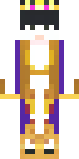 a young king in an ermine-trimmed purple cloak and gold crown