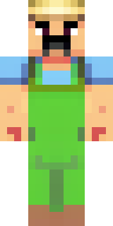 a farmer villager in a straw hat with a green apron