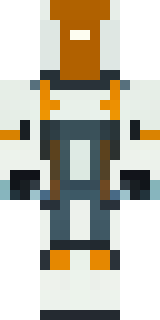 a mecha pilot in a white flight suit with a segmented helmet