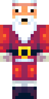 a jolly Santa in a red suit with a white beard and sack