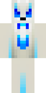 a snow fox spirit in white fur with blue markings