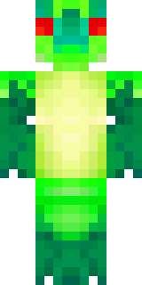 a dragon hybrid with green scales, horns and a spined tail
