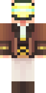 a steampunk inventor in a brown leather coat and brass goggles
