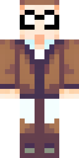 a friendly villager librarian in brown robes with glasses