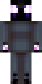 an enderman-inspired figure, tall and black with purple eyes