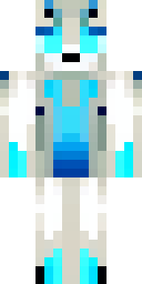 a snow fox spirit in white fur with blue markings