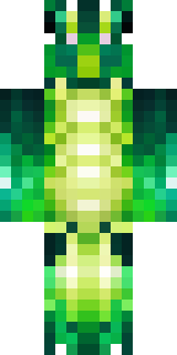 a dragon hybrid with green scales, horns and a spined tail