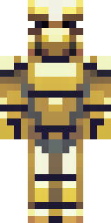 a piglin brute in gold armor with a snout and tusks