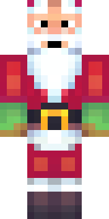 a jolly Santa in a red suit with a white beard and sack