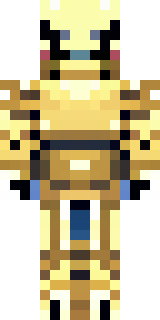 a piglin brute in gold armor with a snout and tusks