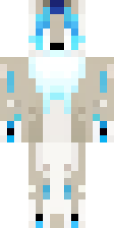 a snow fox spirit in white fur with blue markings