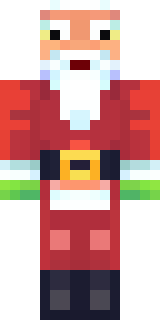 a jolly Santa in a red suit with a white beard and sack