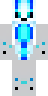 a snow fox spirit in white fur with blue markings
