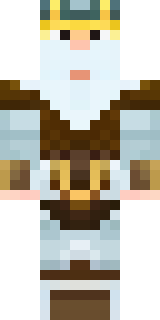 a frost viking in white furs and a horned helm
