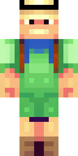 a farmer villager in a straw hat with a green apron