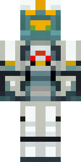 a mecha pilot in a white flight suit with a segmented helmet