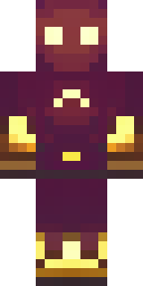 a nether hunter in crimson hide with glowing gold trim
