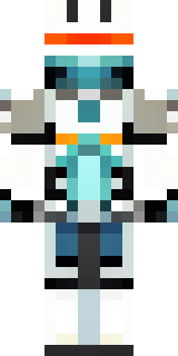 a mecha pilot in a white flight suit with a segmented helmet