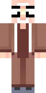 a friendly villager librarian in brown robes with glasses