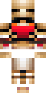 a gladiator in bronze arm guards and a red-plumed helmet