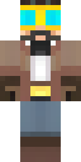 a steampunk inventor in a brown leather coat and brass goggles