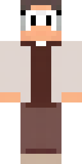 a friendly villager librarian in brown robes with glasses