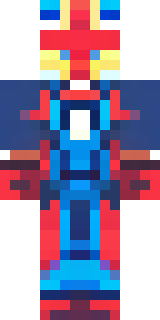a masked hero in a sleek red and blue suit with a chest emblem