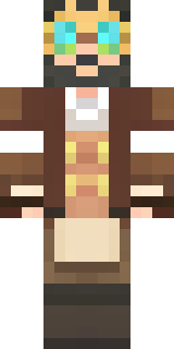 a steampunk inventor in a brown leather coat and brass goggles