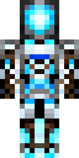 a chrome android with glowing blue eyes and exposed joints