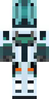 a mecha pilot in a white flight suit with a segmented helmet