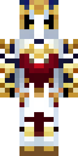 a royal paladin in gold-trimmed white armor with a red cape