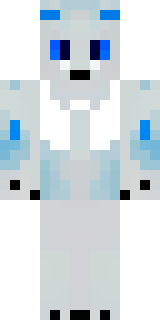 a snow fox spirit in white fur with blue markings