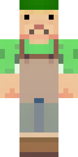 a farmer villager in a straw hat with a green apron