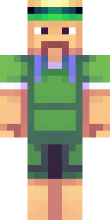 a farmer villager in a straw hat with a green apron